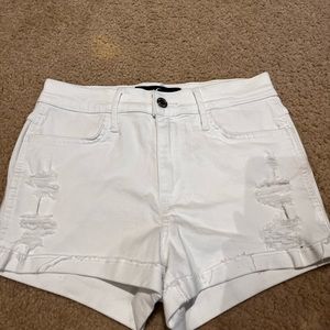 Hollister High Waisted White Ripped Shorts